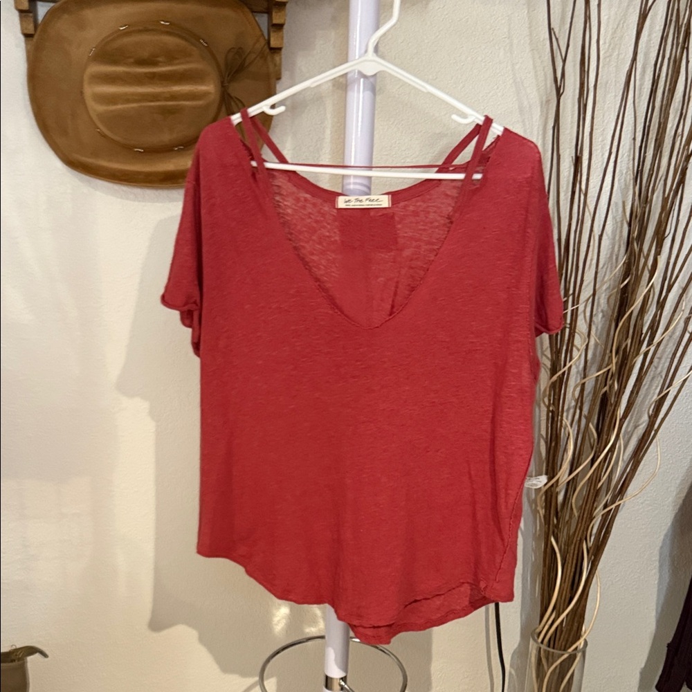 We The Free Crimson Short Sleeve Distressed Tee